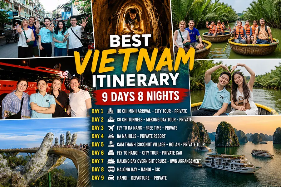 Prepare a meaningful travel itinerary for your trip to Vietnam.