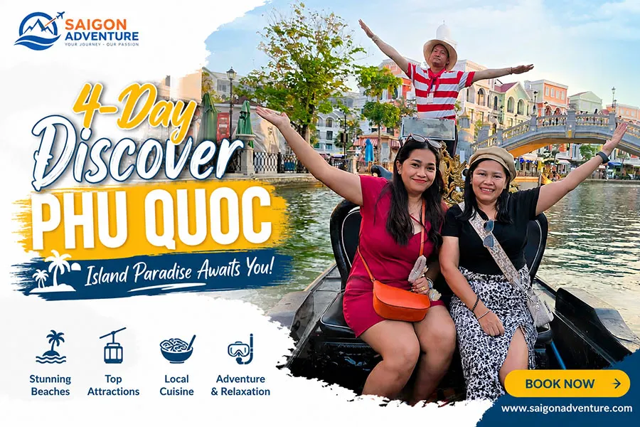 4-Day Discover Phu Quoc Tour – Tourists Enjoying a Grand World Gondola Ride, Top Attractions, Local Cuisine and Island Adventures in Vietnam | Book Your Phu Quoc Tour Today