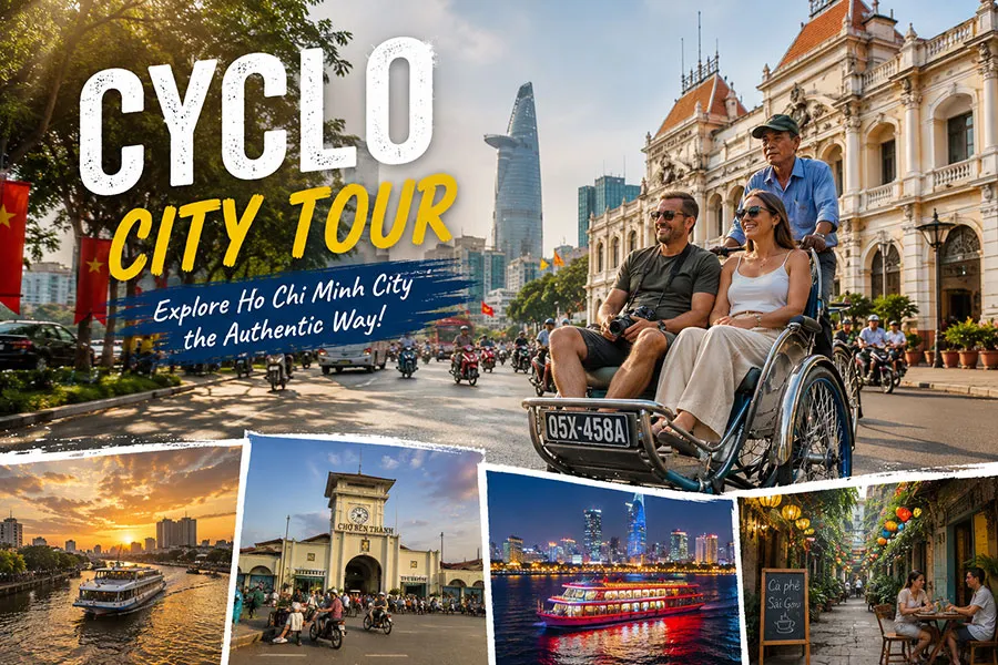 Saigon Adventure - Experience sightseeing the city from a cyclo (rickshaw).