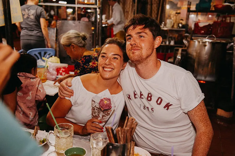 Tourists felt happy and satisfied after experiencing the Hanoi local food tour, exploring the Old Quarter and Chinatown organized by Saigon Adventure.