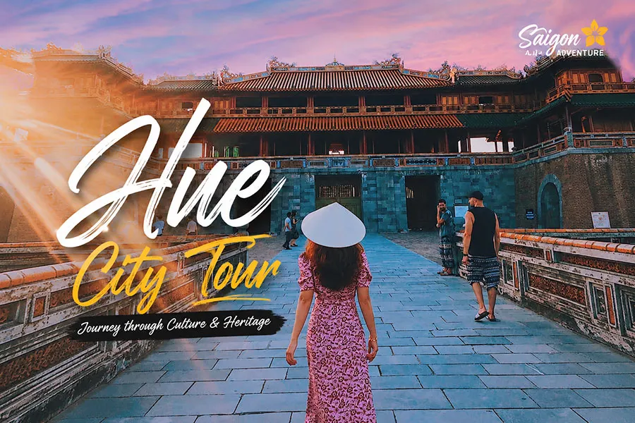 Hue City Tour – Tourist Exploring the Imperial City of Hue at Sunset | Discover Vietnam Royal Heritage