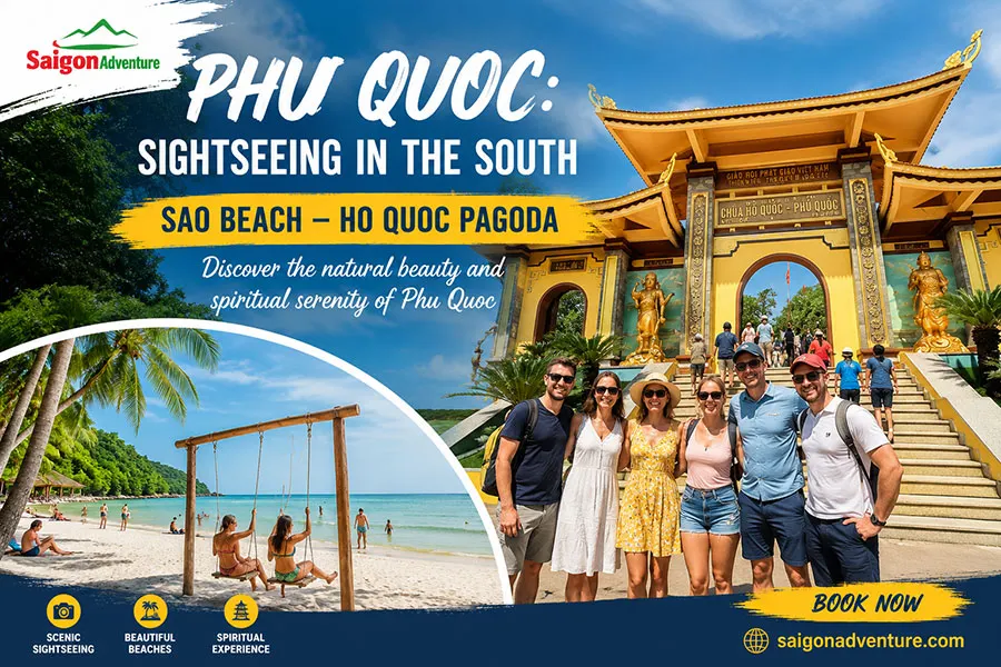Phu Quoc South Tour - Tourists visiting Ho Quoc Pagoda