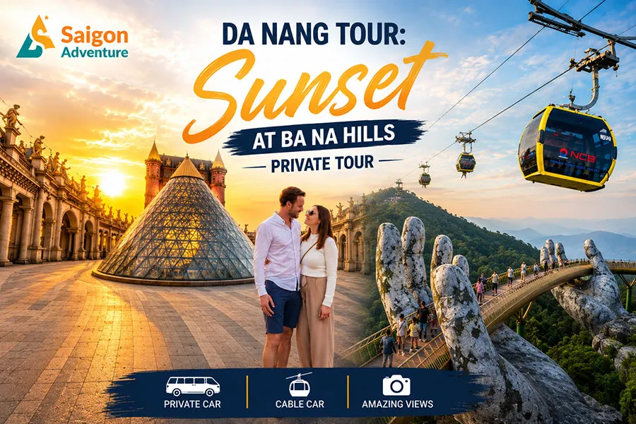 Enjoy a spectacular sunset at Ba Na Hills, explore the iconic Golden Bridge, and create unforgettable memories on a private Da Nang tour. Book today with Saigon Adventure.