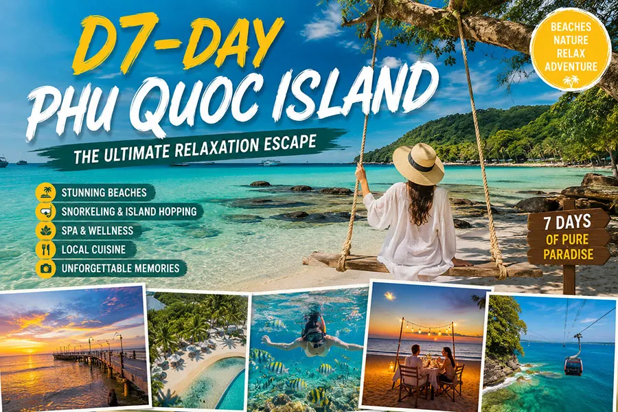 D7-Day Phu Quoc Island Ultimate Relaxation Escape with pristine beaches, crystal clear waters and tropical paradise views