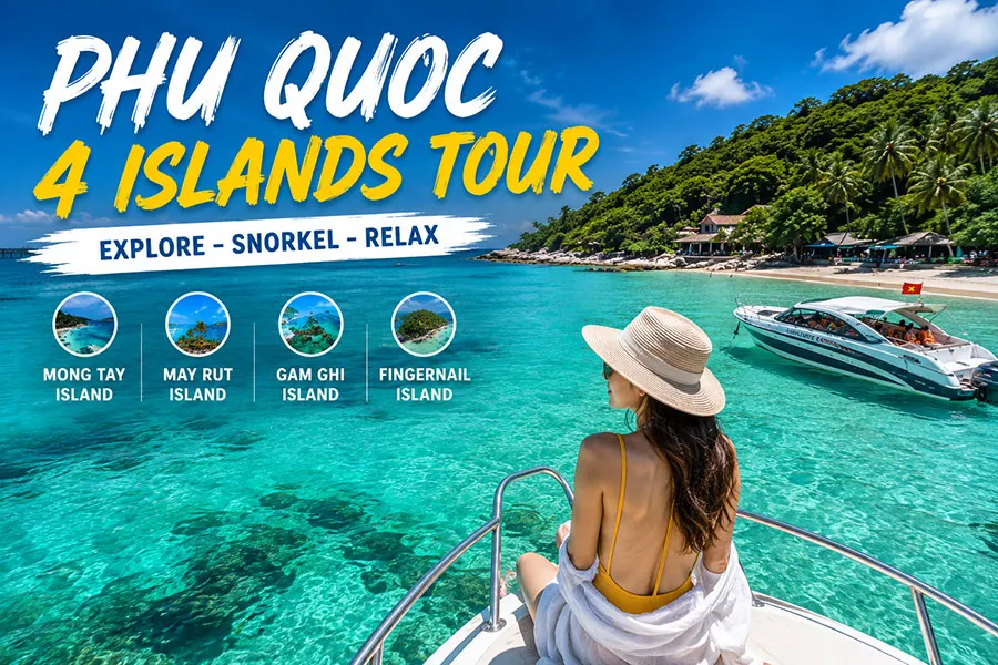 Best Phu Quoc 4 Islands Tour experience with beaches, boats and ocean views