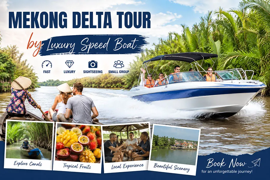 Experience a luxurious speedboat cruise around the Mekong Delta with Saigon Adventure. Book tour now!