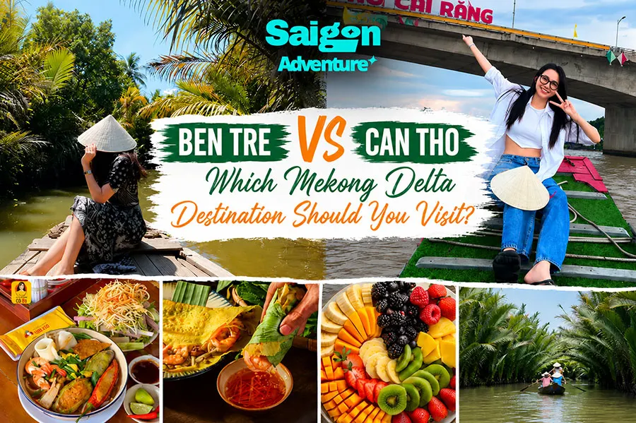 Ben Tre vs Can Tho: Which Mekong Delta Destination Should You Visit? 1 From peaceful canals to bustling floating markets, let Saigon Adventure help you choose the perfect Mekong Delta journey.