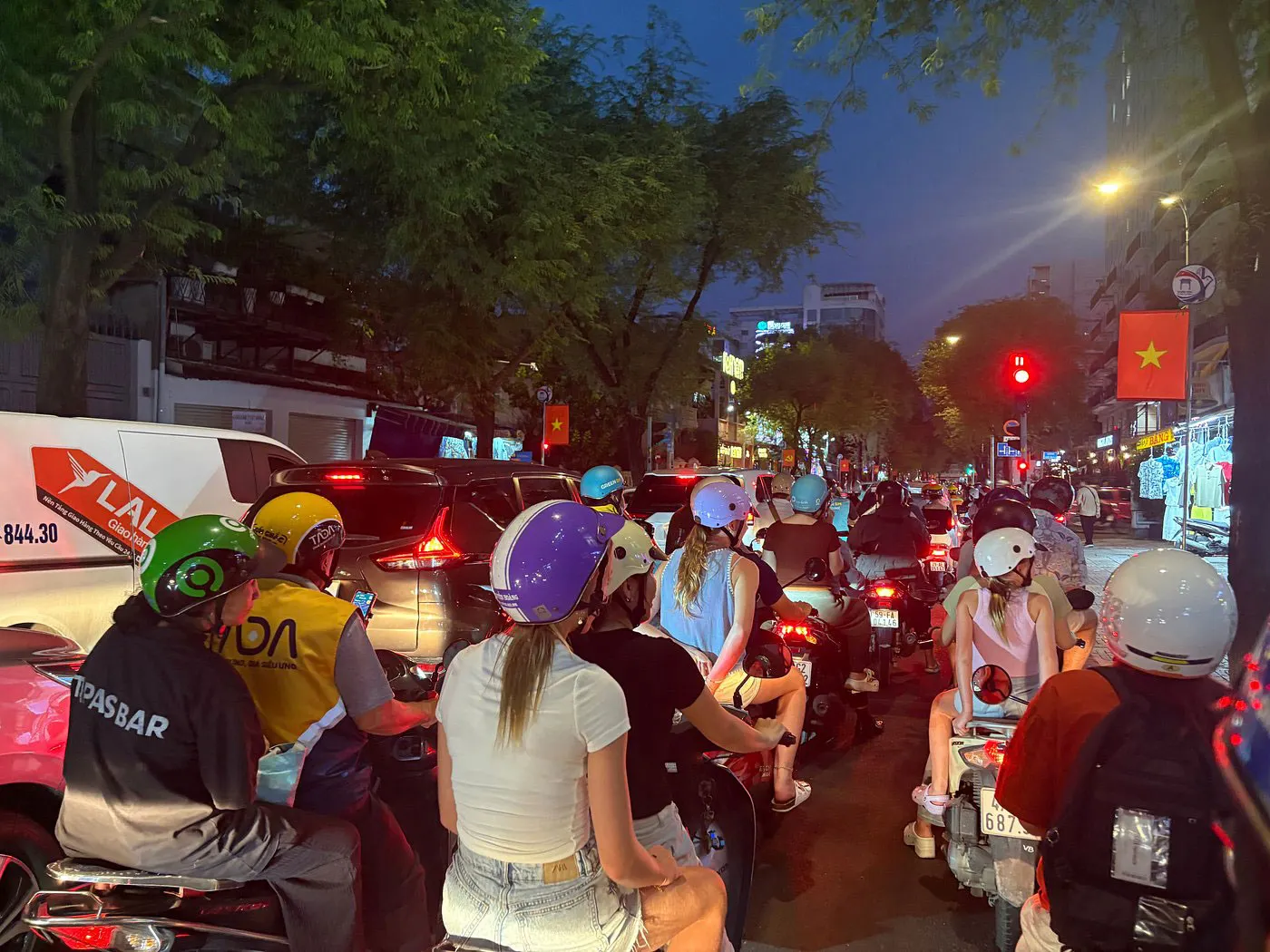 Stroll through the bustling streets of Saigon at night and experience the city's vibrant nightlife.