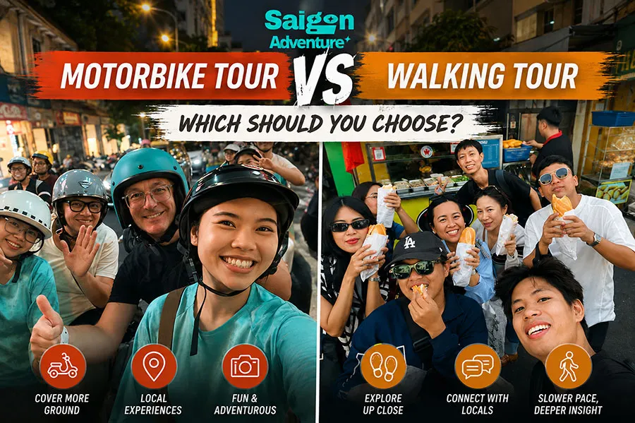 Can You Combine Saigon Sightseeing with a Street Food Tour in One Evening? 8 motorbike tour vs walking tour which is better in ho chi minh city 02