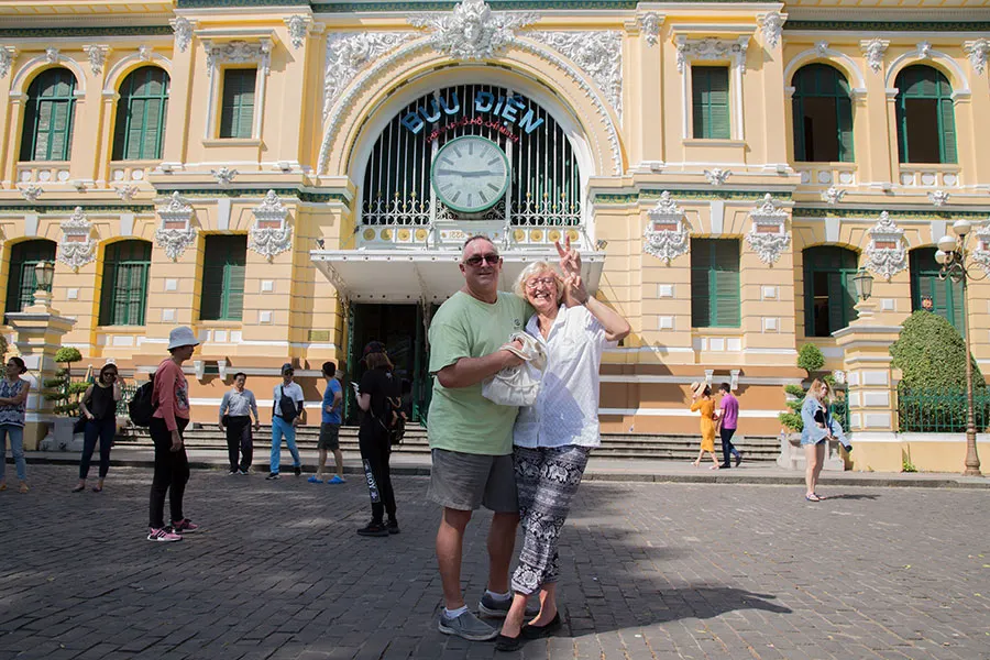 Make a stop at the beautiful Saigon Central Post Office, one of the city's most famous colonial landmarks.