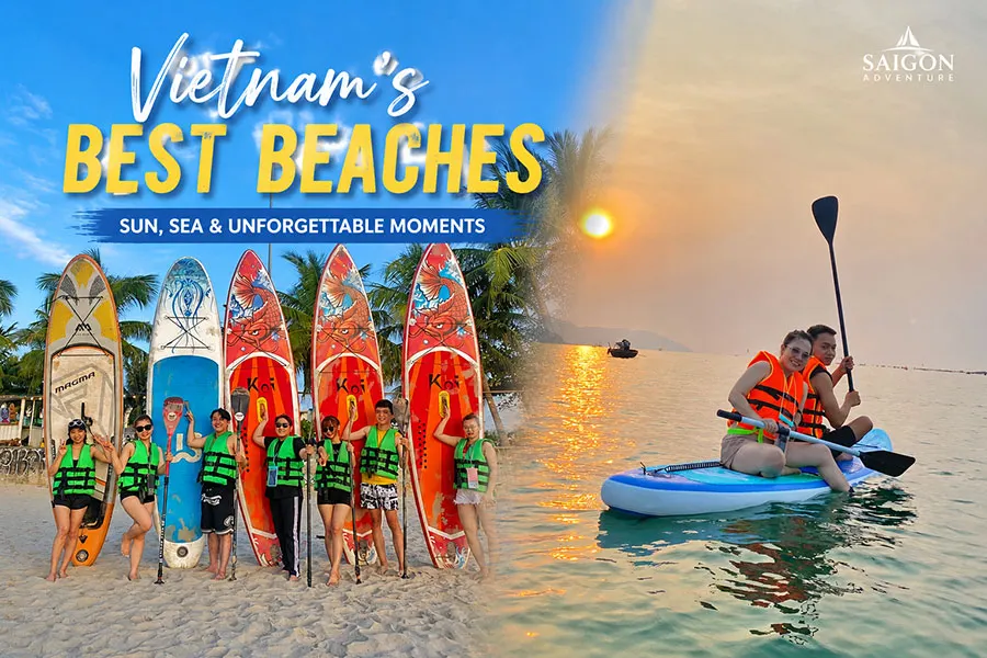 Vietnam's Best Beaches with paddle boarding adventures and sunset experiences by Saigon Adventure