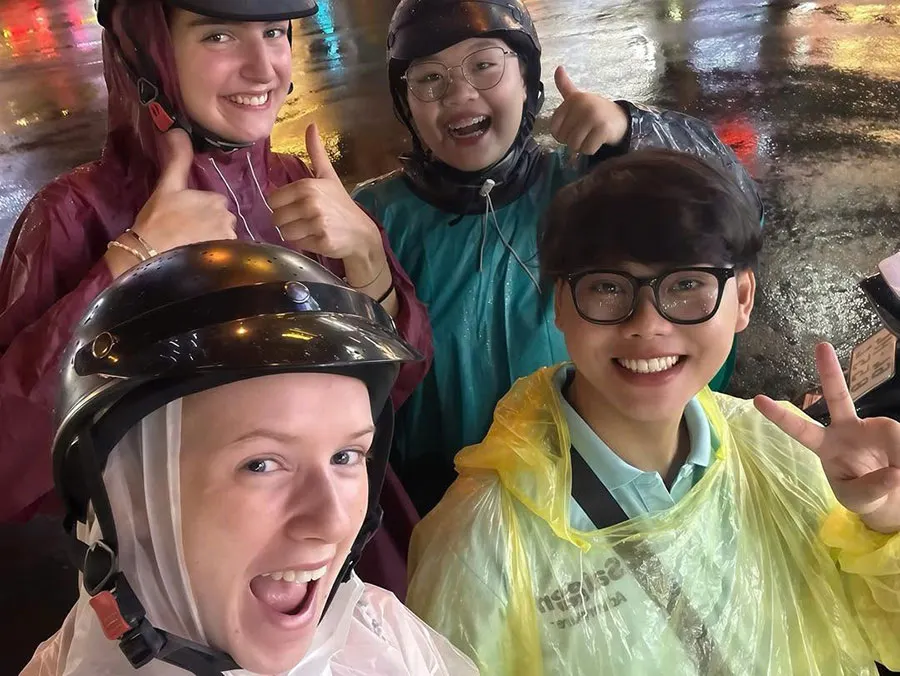 Rain does not stop the fun on a Saigon city tour with local guides