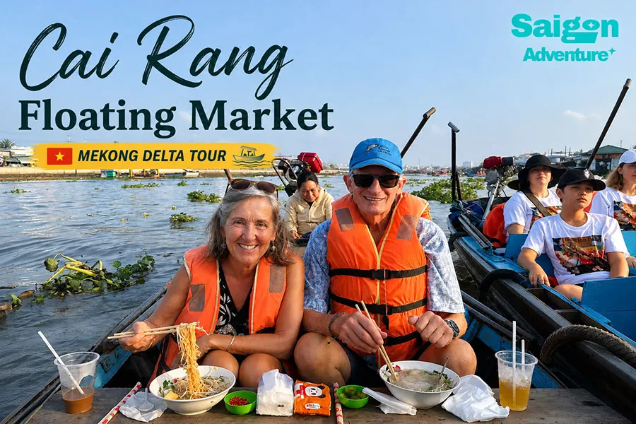 Cai Rang Floating Market: Complete Visitor Guide 2 Visitors exploring Cai Rang Floating Market by boat and discovering authentic Mekong Delta river culture