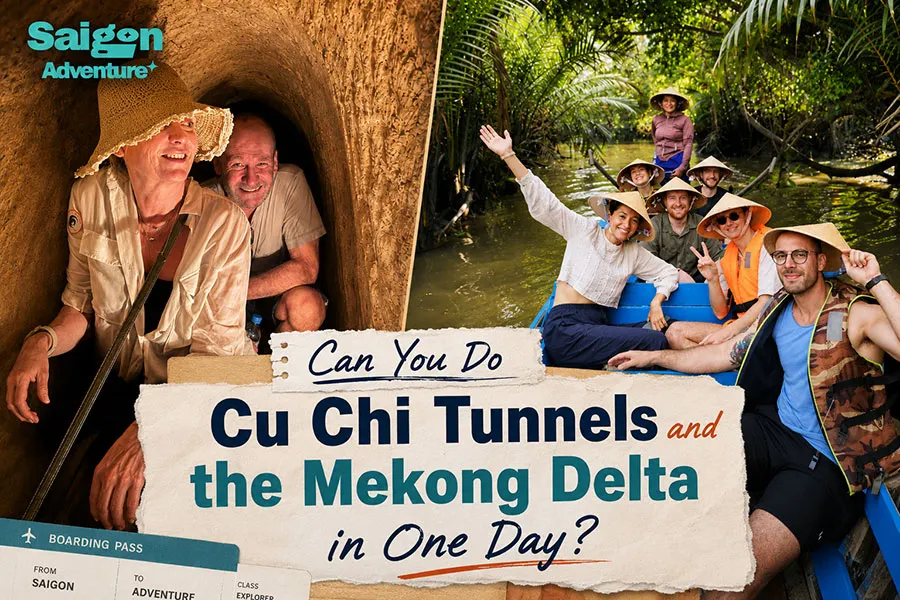 Can You Do Cu Chi Tunnels and the Mekong Delta in One Day? 3 Travelers enjoying a full-day Cu Chi Tunnels and Mekong Delta adventure in southern Vietnam