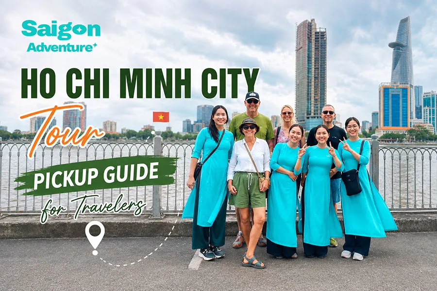Ho Chi Minh City Tour Pickup Guide for Hotels and Meeting Points 2 Travelers meeting their local guide before a Ho Chi Minh City tour