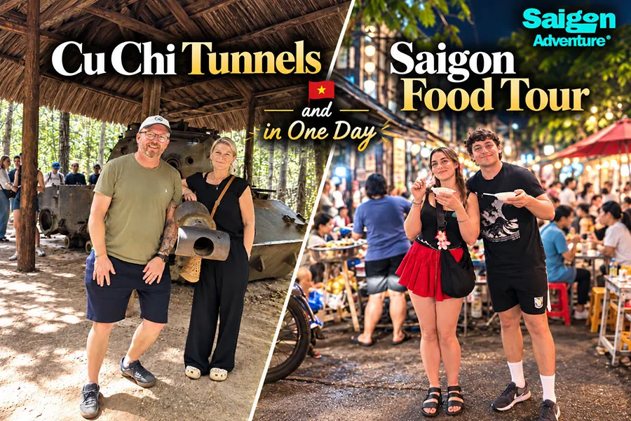 A practical Cu Chi Tunnels and Saigon Food Tour itinerary for international visitors 2 Explore the Cu Chi Tunnels during the day and experience Saigon’s lively food streets after sunset.