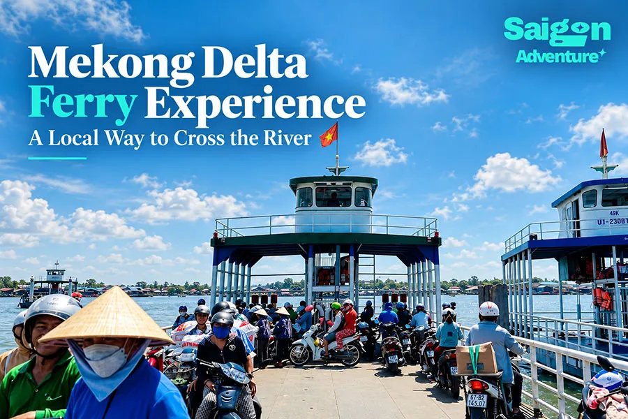 Mekong Delta Ferry Experience: A Local Way to Cross the River 1 Mekong Delta ferry crossing offering travelers an authentic look at local river culture