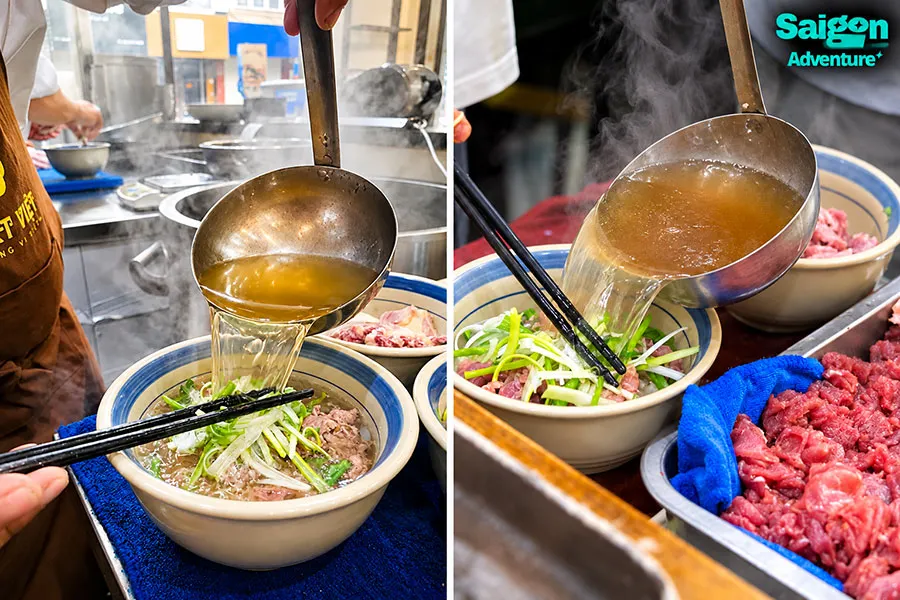 Saigon Breakfast vs Hanoi Breakfast: What’s Different? 2 Saigon pho delivers rich, flavorful broth with tender beef and plenty of fresh herbs on the side.