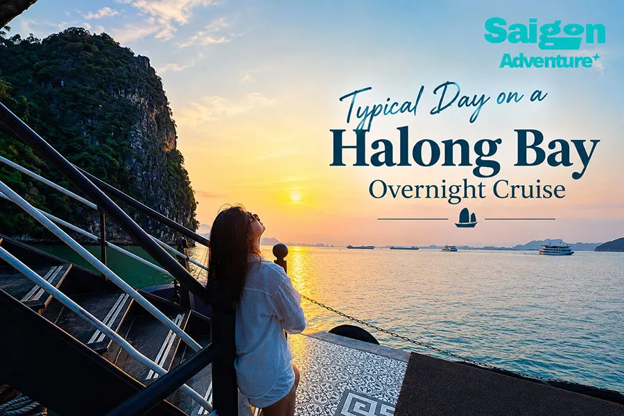 What Is a Typical Day Like on a Halong Bay Overnight Cruise? 1 Peaceful evening sunset across the stunning landscape of Halong Bay