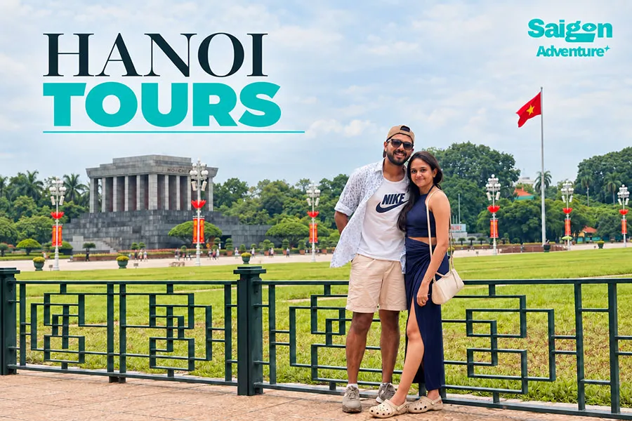 What to Eat in Hanoi: A First-Timer’s Guide to Local Food 6 Foreign tourists visiting Ho Chi Minh Mausoleum on a guided Hanoi tour