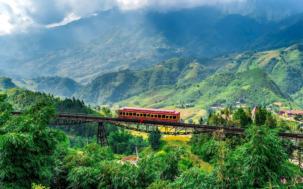 Sa Pa mountain landscape and terraced rice fields in northern Vietnam