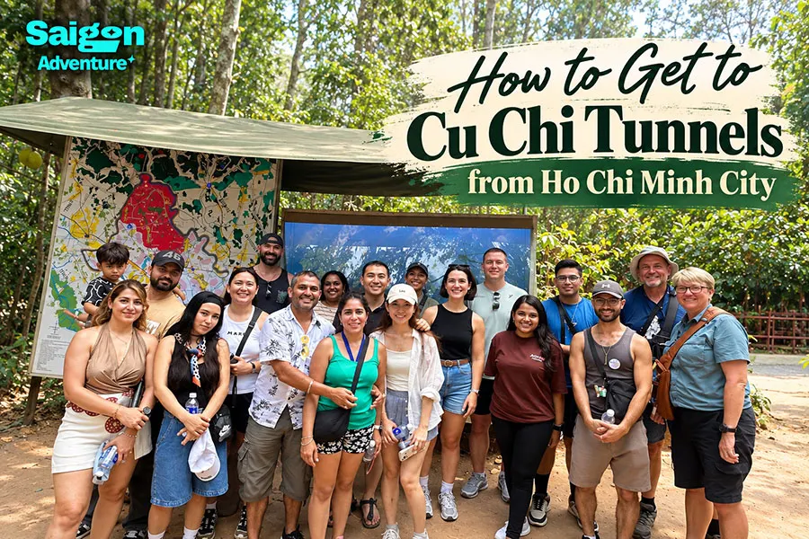How to Get to Cu Chi Tunnels from Ho Chi Minh City: Bus, Grab, Taxi and Tour 3 Cu Chi Tunnels Speed Boat Tour with family exploring Vietnam's historic underground tunnels.