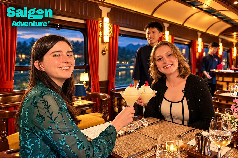 Is a Luxury Train in Vietnam Worth It? An Honest Guide for First-Time Travelers 2 Luxury train passengers enjoying comfort, privacy and beautiful scenery during a journey across Vietnam