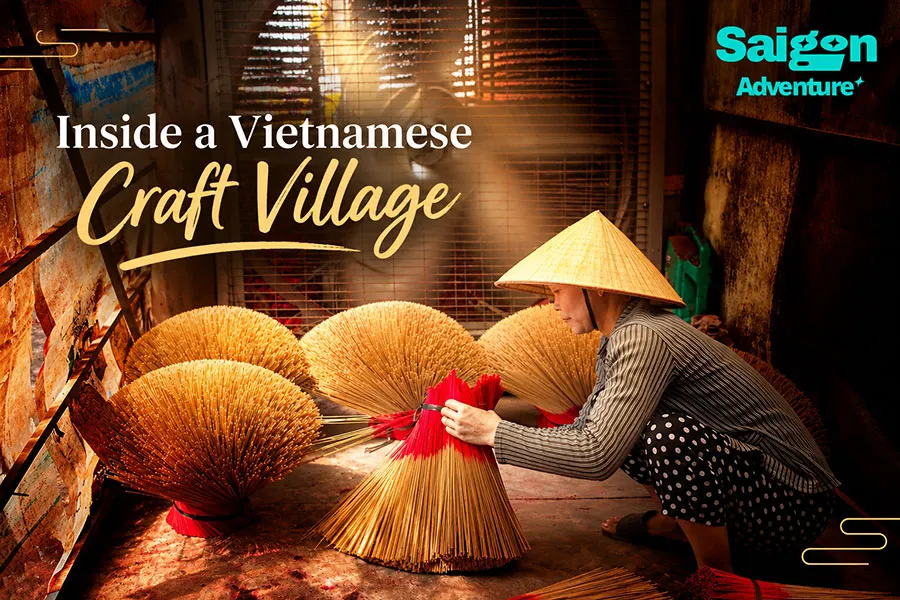Inside a Vietnamese Craft Village: How Traditional Incense Is Made 1 Traditional Vietnamese incense village with colorful incense bundles drying under the sun