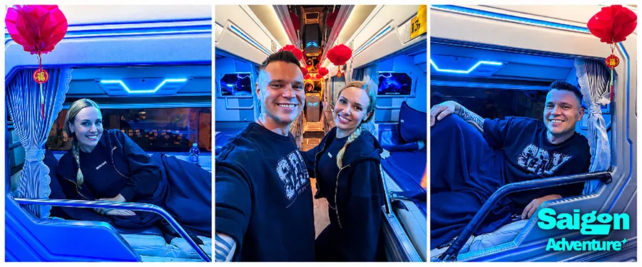 What Is Inside a Vietnamese Sleeper Bus? A First-Timer's Guide 2 First-time travelers discovering what to expect inside a Vietnamese sleeper bus