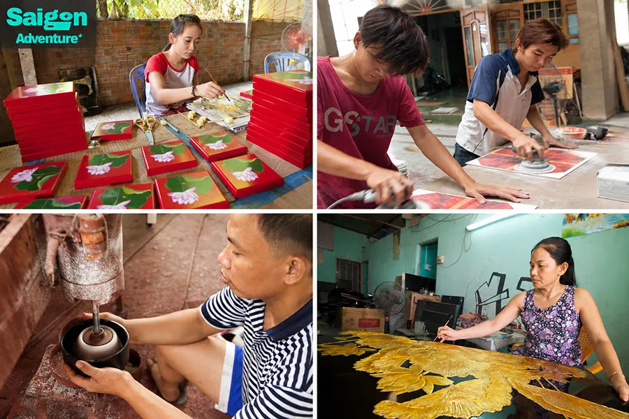 Where to Experience Vietnamese Traditional Crafts in Ho Chi Minh City 2 Lacquerware production process in a traditional craft workshop in southern Vietnam